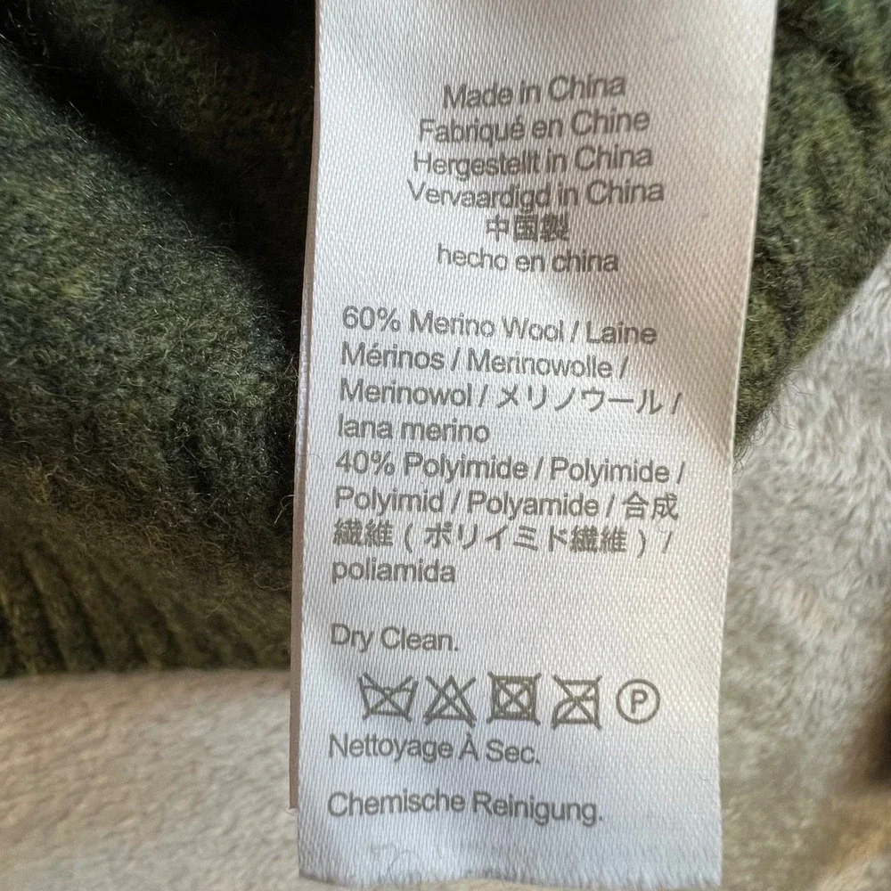J. Crew Rugged Merino Wool Blend‎ Mock Neck Sweater XL Green